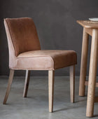 Set of Two Tan Leather Dining Chairs - The Farthing