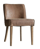 Set of Two Tan Leather Dining Chairs - The Farthing