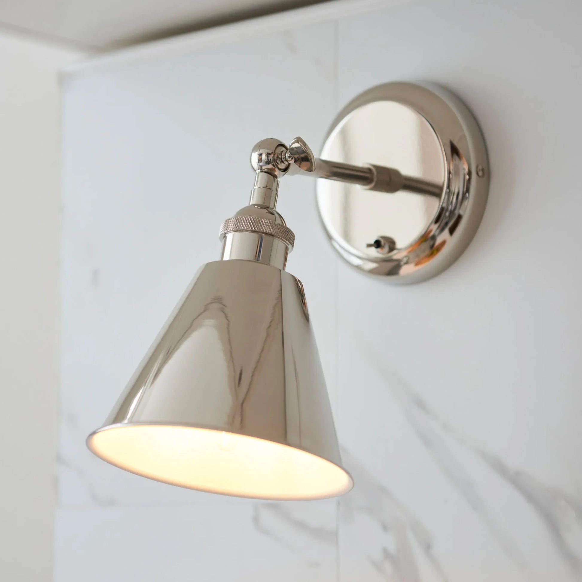 Shiny Nickel Adjustable Wall Light - The Farthing