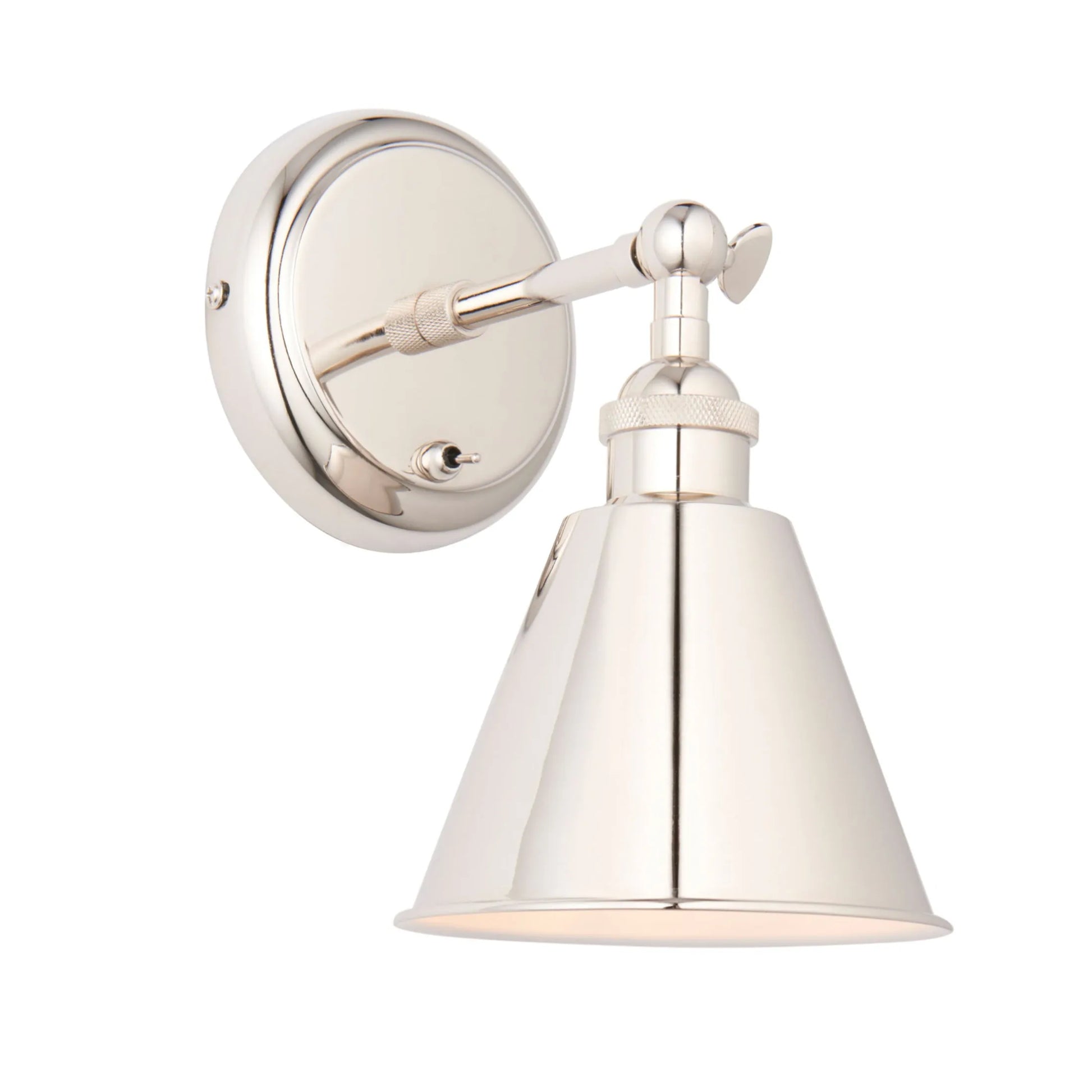 Shiny Nickel Adjustable Wall Light - The Farthing