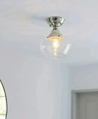 Shiny Nickel and Glass School House Ceiling Light - The Farthing