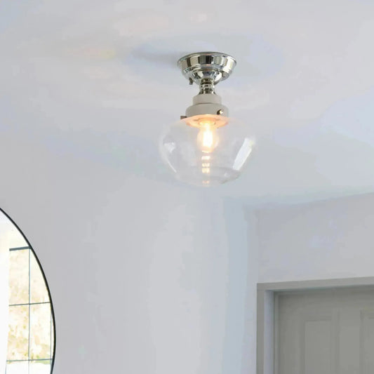 Shiny Nickel and Glass School House Ceiling Light - The Farthing