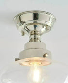 Shiny Nickel and Glass School House Ceiling Light - The Farthing