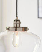 Shiny Nickel and Glass School House Pendant Light - The Farthing