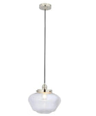 Shiny Nickel and Glass School House Pendant Light - The Farthing