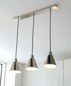 Shiny Nickel Shade 3 Pendant Light - The Farthing