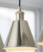 Shiny Nickel Shade 3 Pendant Light - The Farthing