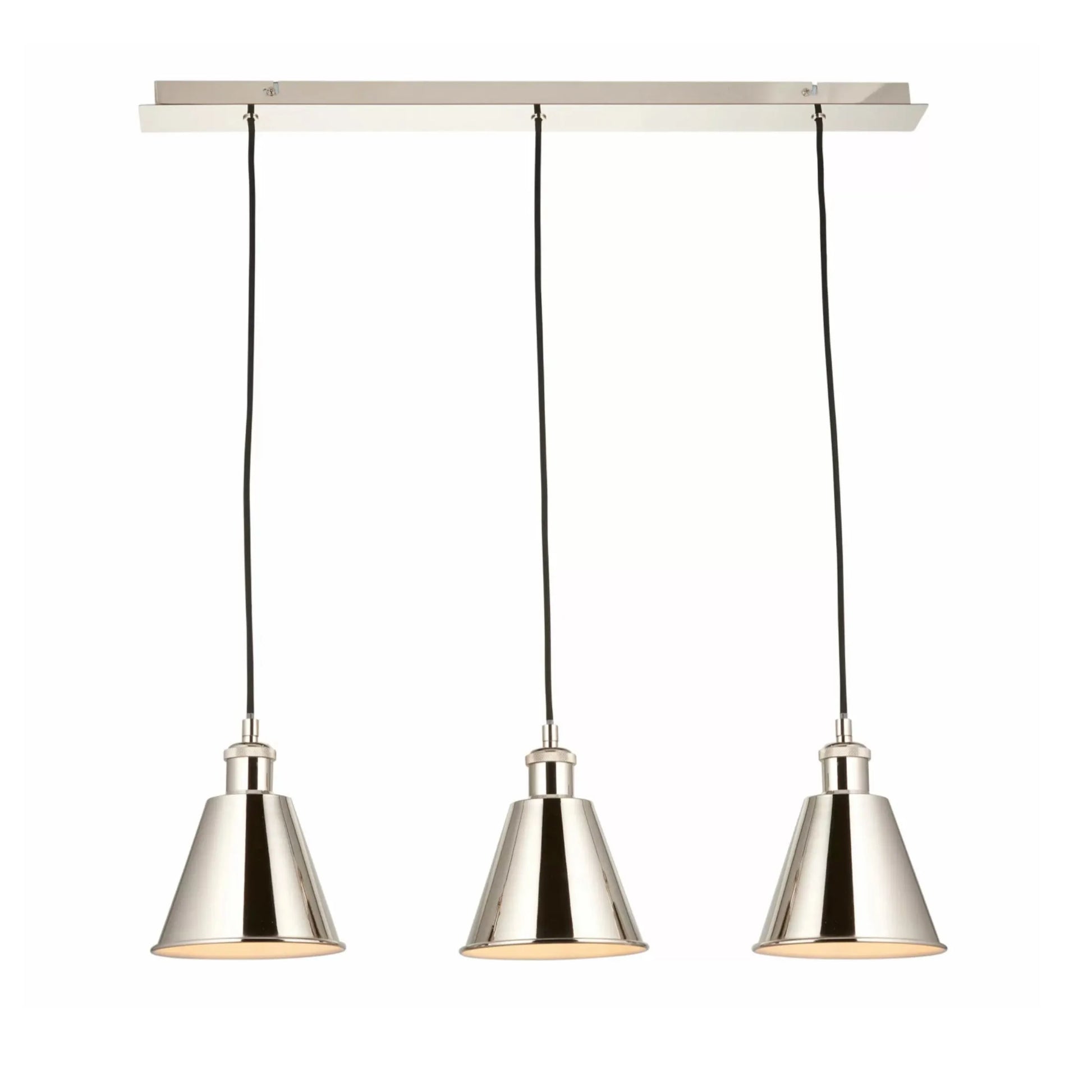 Shiny Nickel Shade 3 Pendant Light - The Farthing