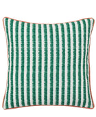 Showerproof Green & Coral Geometric Cushion - The Farthing