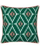 Showerproof Green & Coral Geometric Cushion - The Farthing