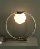 Silver Art Deco Opal Sphere Table Light - The Farthing