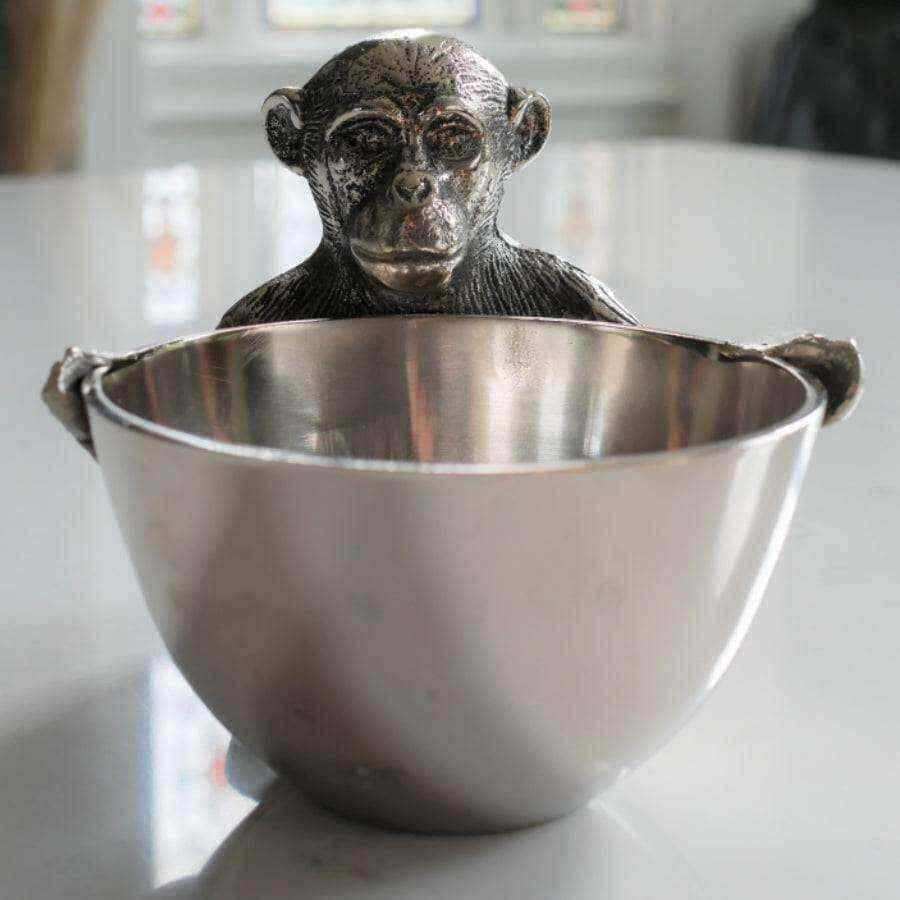 Silver Metal Monkey Holding Dish - The Farthing