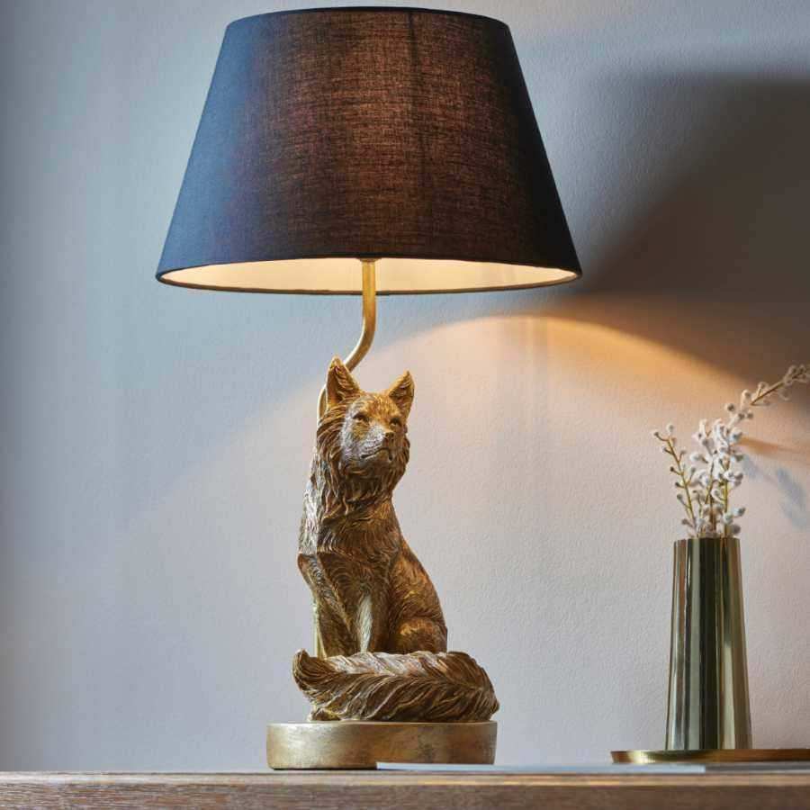 Sitting Golden Fox Table Light with Shade - The Farthing