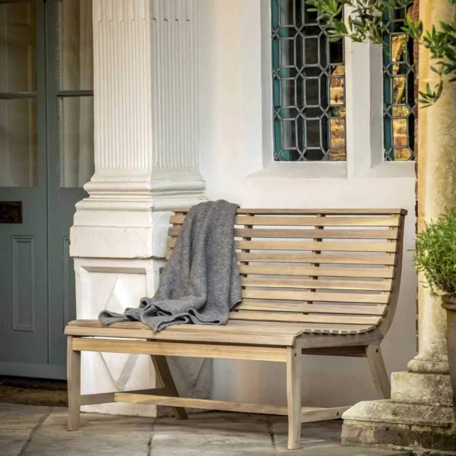 Slatted Acacia Wood Garden Bench - The Farthing