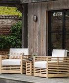 Slatted Acacia Wood Outdoor Chairs & Table Set - The Farthing