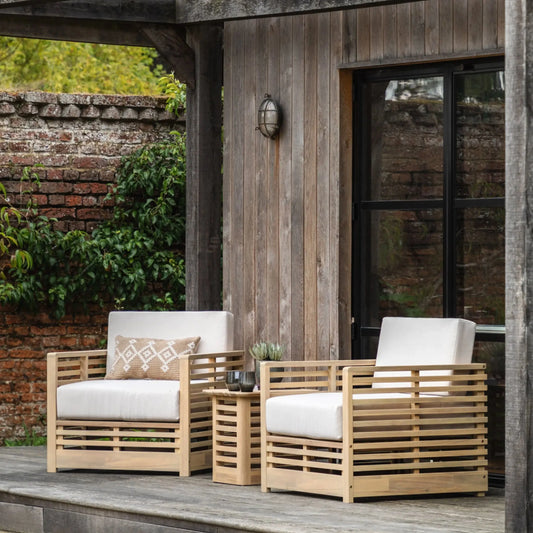 Slatted Acacia Wood Outdoor Chairs & Table Set - The Farthing