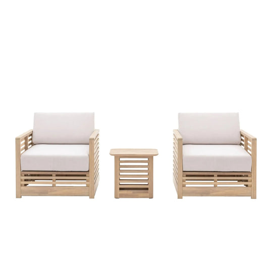 Slatted Acacia Wood Outdoor Chairs & Table Set - The Farthing