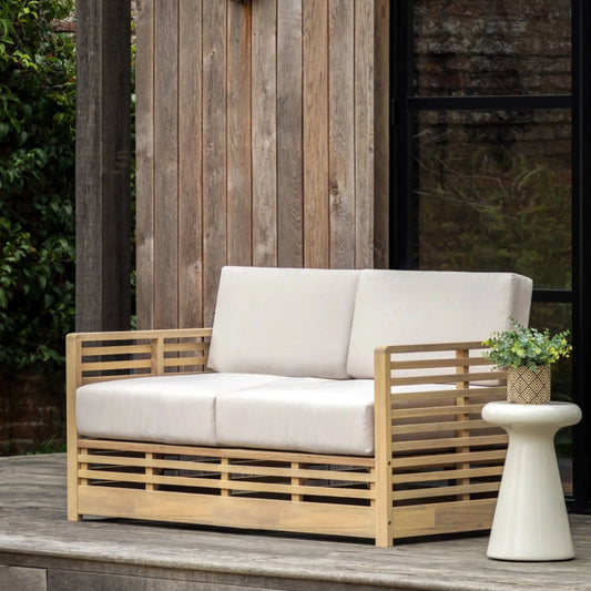 Slatted Acacia Wood Outdoor Sofa - The Farthing