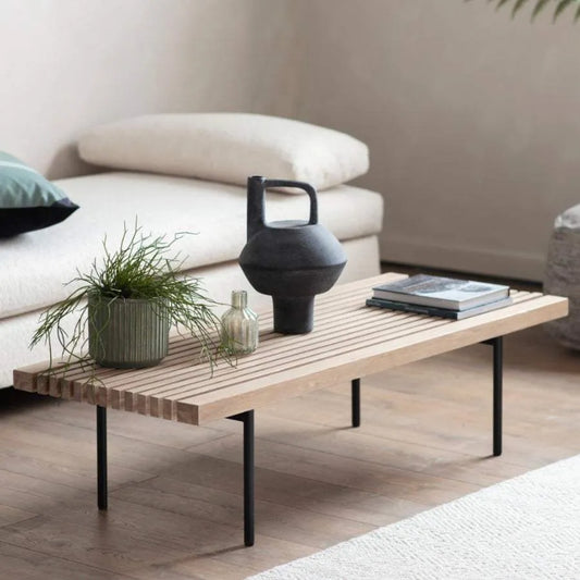 Slatted Oak Rectangular Coffee Table - The Farthing