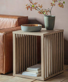 Slatted Sided Ash Side Table - The Farthing