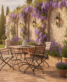 Slatted Wood & Metal 4 Seater Folding Outdoor Dining Set - The Farthing