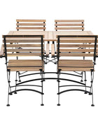 Slatted Wood & Metal 4 Seater Folding Outdoor Dining Set - The Farthing