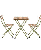 Slatted Wood & Pale Green Metal 2 Seater Bistro Set - The Farthing