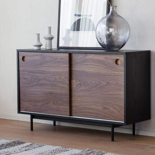 Sliding Door Dark Wood Cabinet - The Farthing