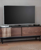 Sliding Door Dark Wood Mid Century Inspired Media Unit - The Farthing