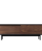 Sliding Door Dark Wood Mid Century Inspired Media Unit - The Farthing