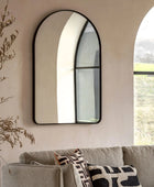 Slim Black Frame Curved Top Wall Mirror - The Farthing