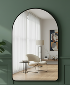 Slim Black Frame Curved Top Wall Mirror