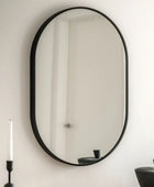 Slim Black Frame Oval Wall Mirror - The Farthing