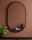 Slim Black Frame Oval Wall Mirror