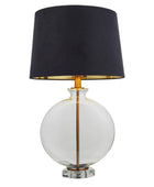 Slim Round Glass & Brass Table Lamp & Shade - The Farthing