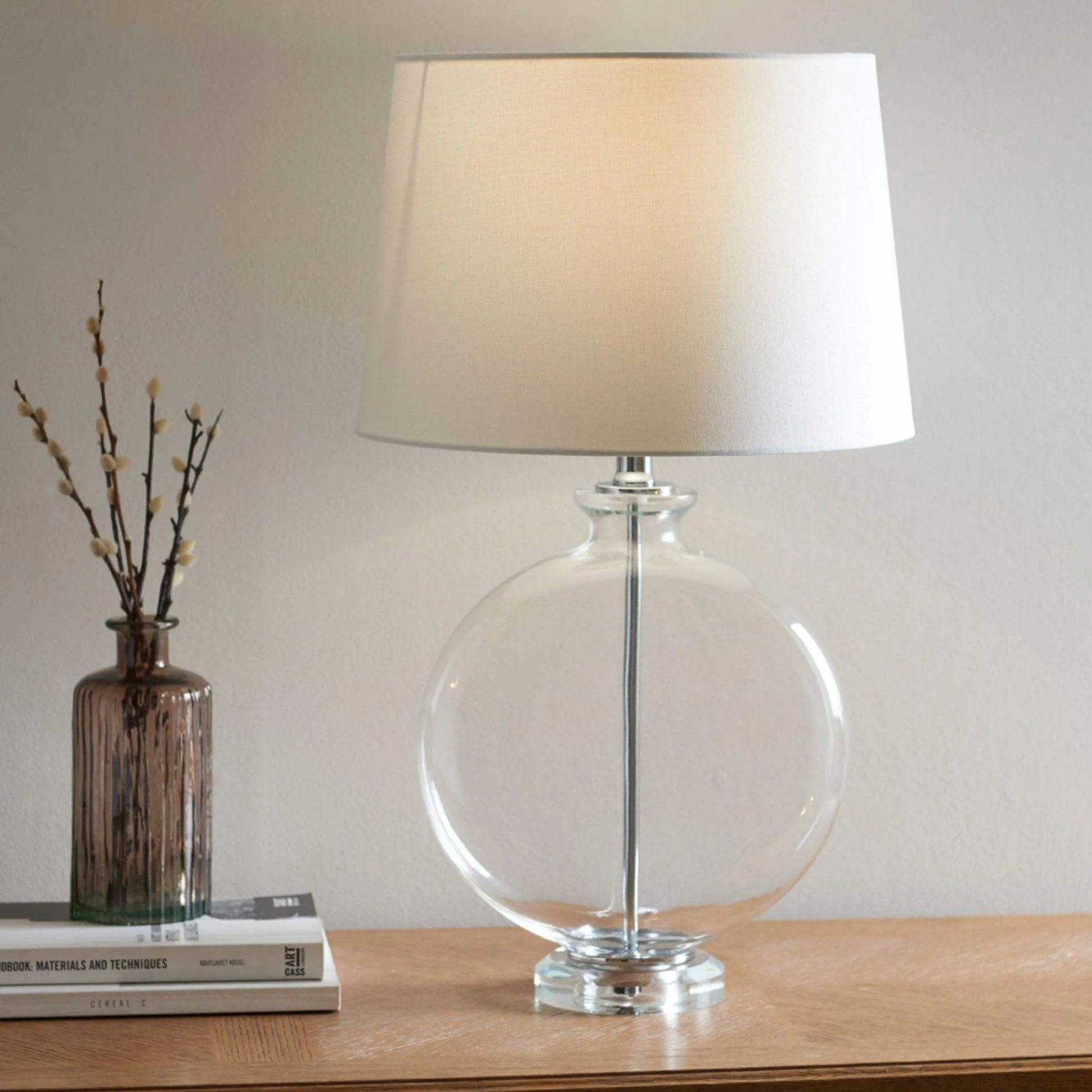 Slim Round Glass Table Lamp & Shade - The Farthing