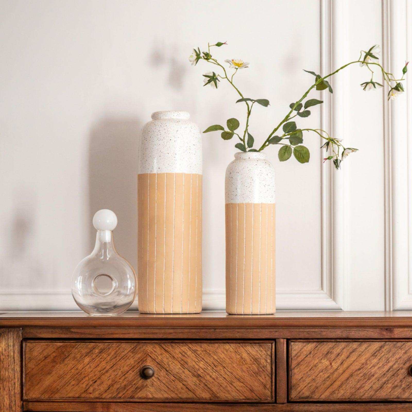 Slim Two Tone Split Glaze Vase - two sizes available - The Farthing