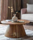 Sloping Acacia Wood Slatted Coffee Table - The Farthing