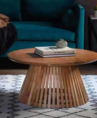 Sloping Acacia Wood Slatted Coffee Table - The Farthing