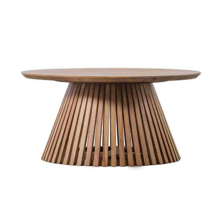 Sloping Acacia Wood Slatted Coffee Table - The Farthing