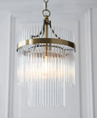 Small Antique Brass & Glass Rod Pendant Light - The Farthing