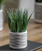 Two Small Faux Potted Grass in Rustic Pot - The Farthing