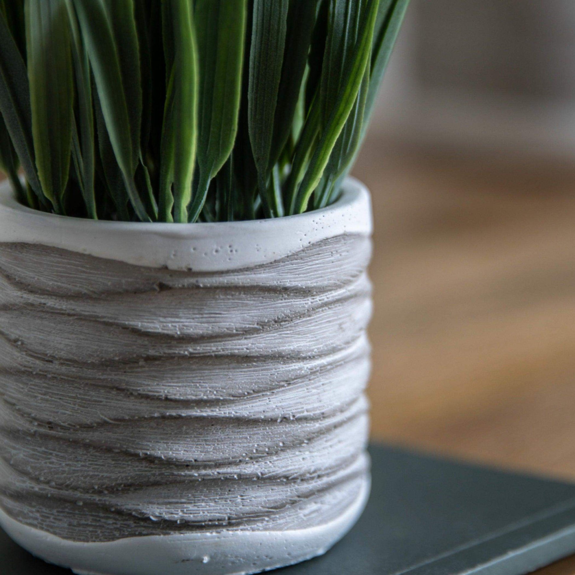 Two Small Faux Potted Grass in Rustic Pot - The Farthing