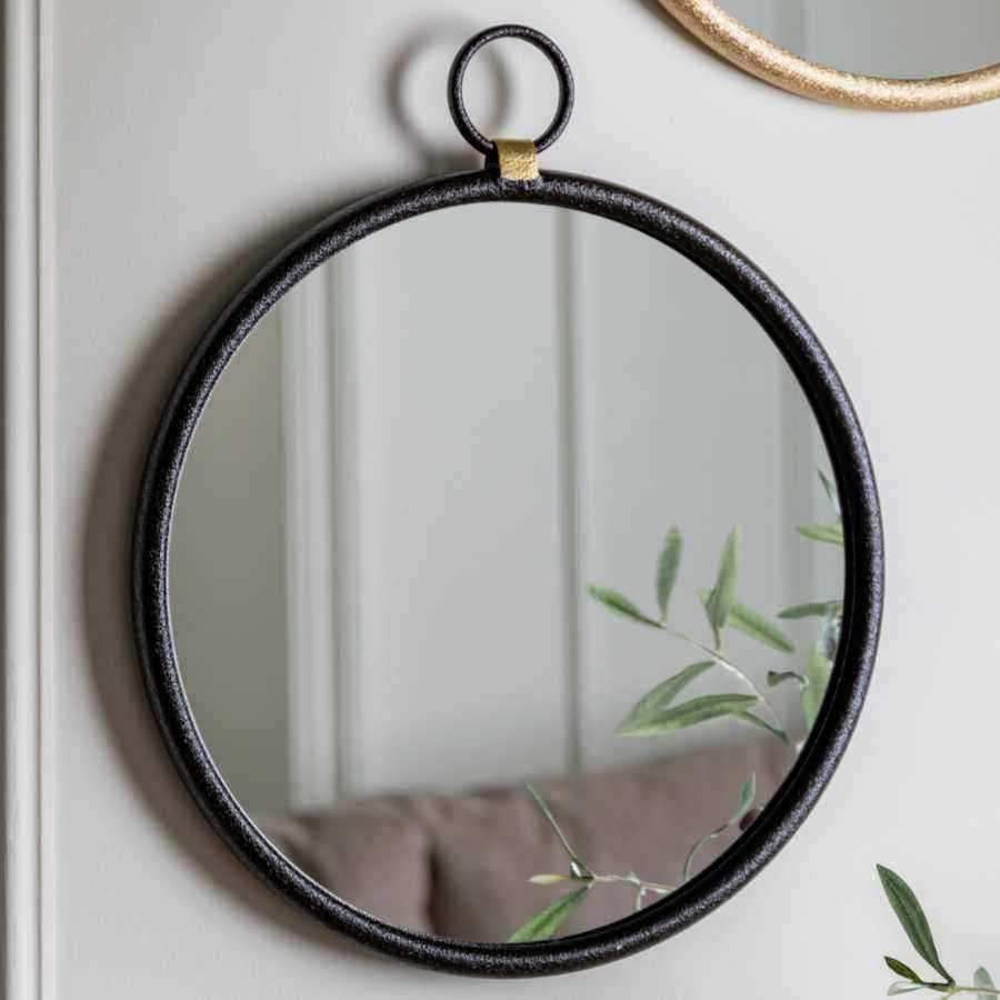 Smaller Dark Round Pocket Watch Style Wall Mirror - The Farthing