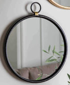 Smaller Dark Round Pocket Watch Style Wall Mirror - The Farthing