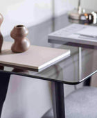 Smoked Glass & Black Oak Legged Desk - The Farthing