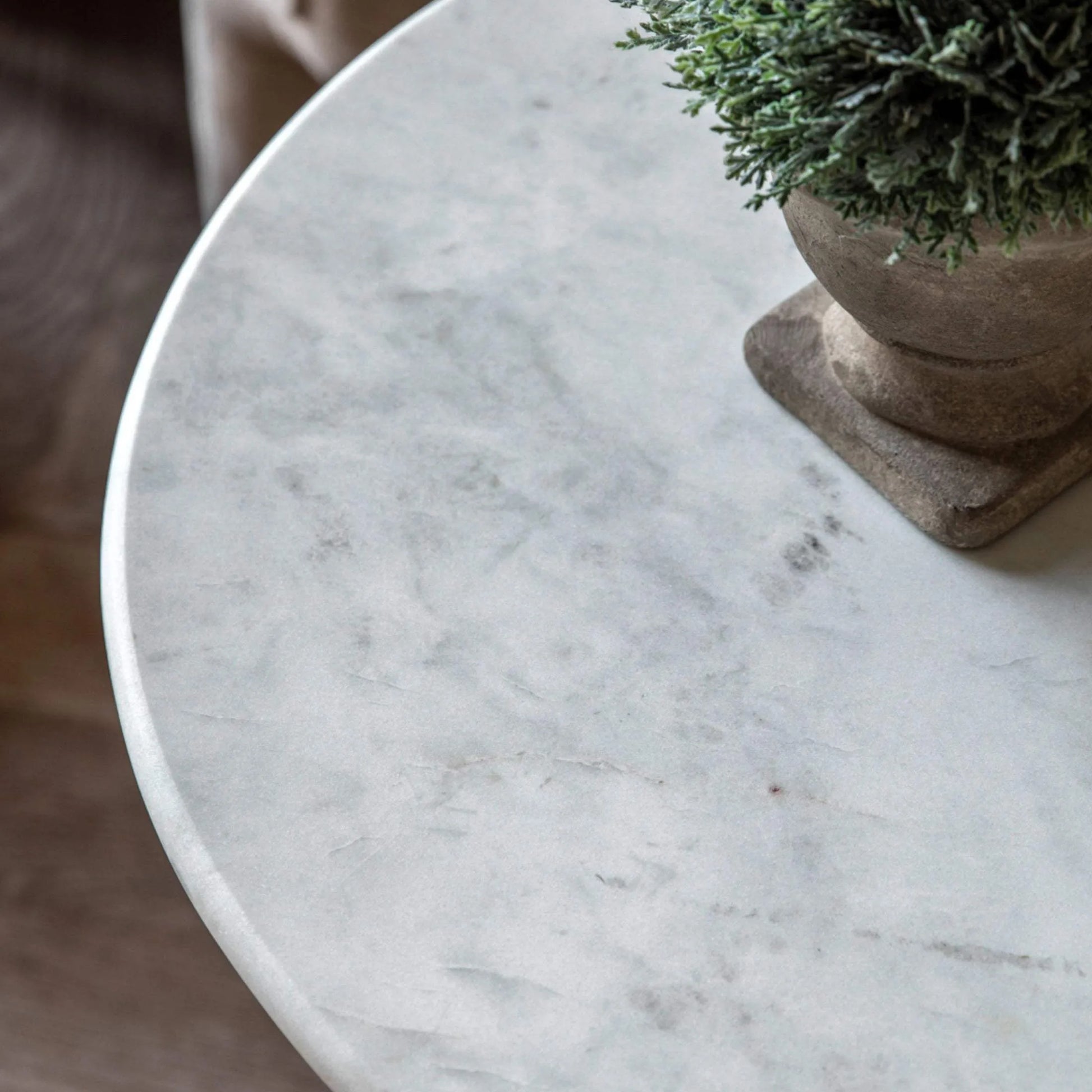 Smoked Glass & Marble Topped Side Table - The Farthing