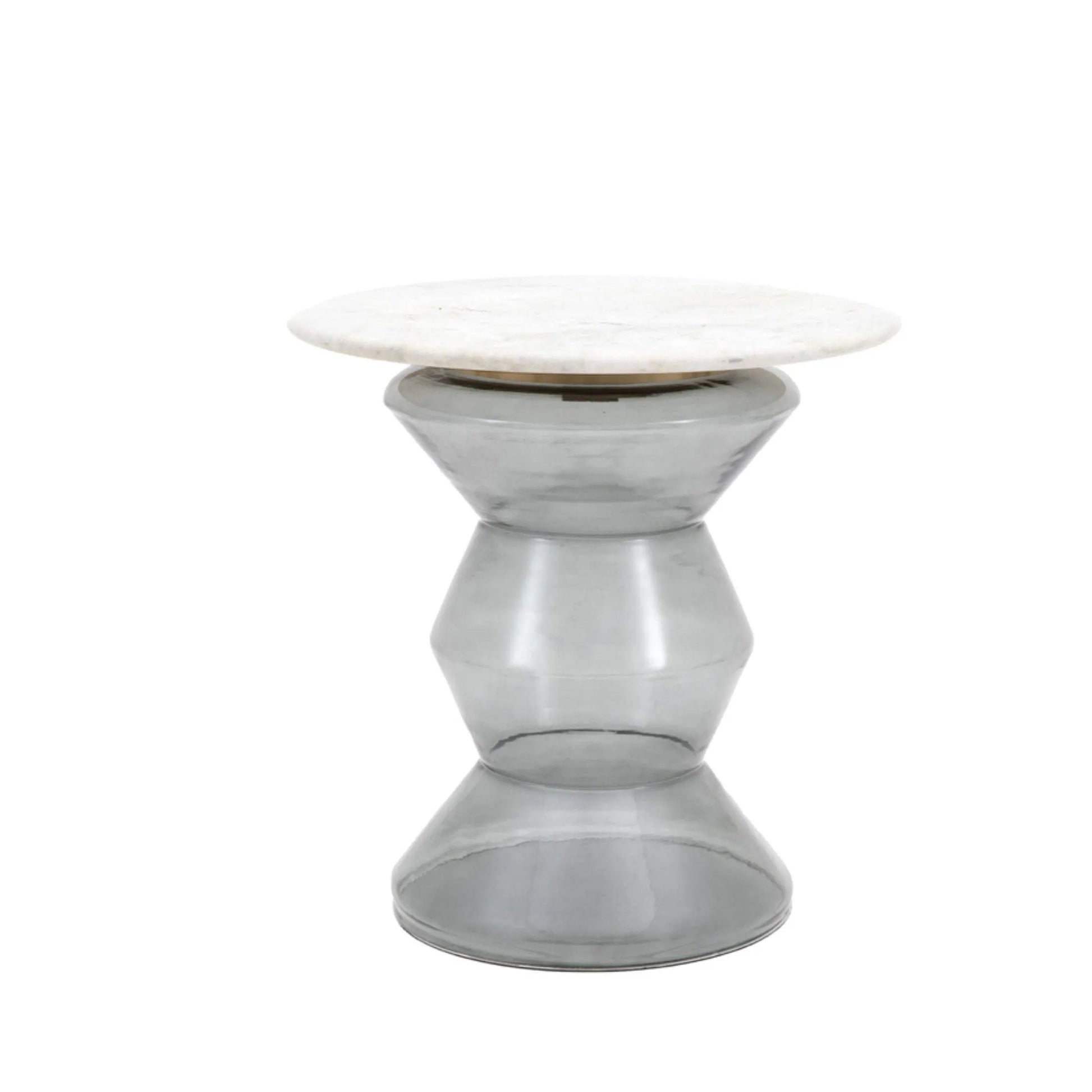 Smoked Glass & Marble Topped Side Table - The Farthing