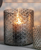 Smoked Grey Glass Hurricane Lantern - The Farthing