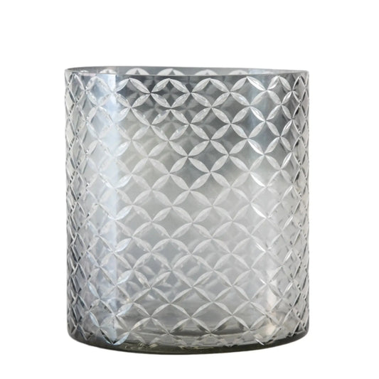 Smoked Grey Glass Hurricane Lantern - The Farthing